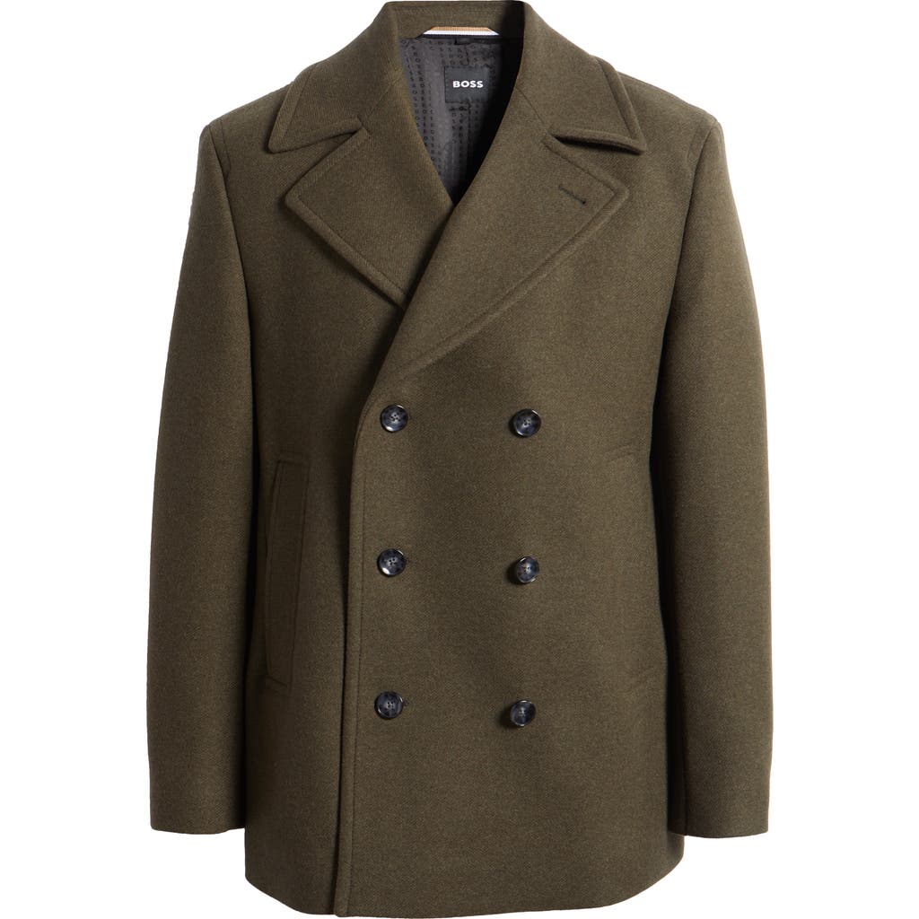 HUGO BOSS BOSS CLAY STRETCH WOOL BLEND PEACOAT