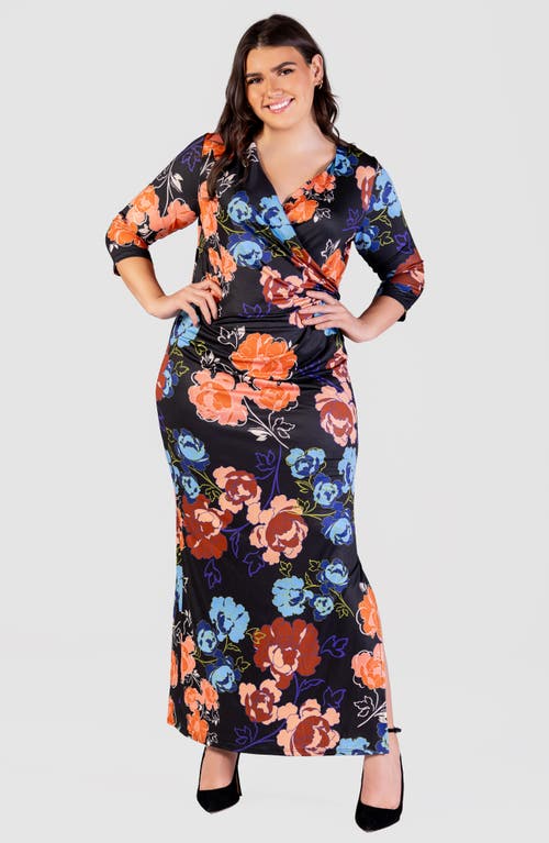 Shop 24seven Comfort Apparel Elbow Sleeve Maternity Dress In Navy Multi