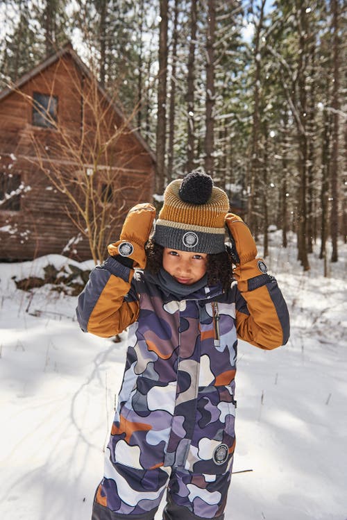 Shop Deux Par Deux Boy's One Piece Snowsuit Dark Gray Printed Camo