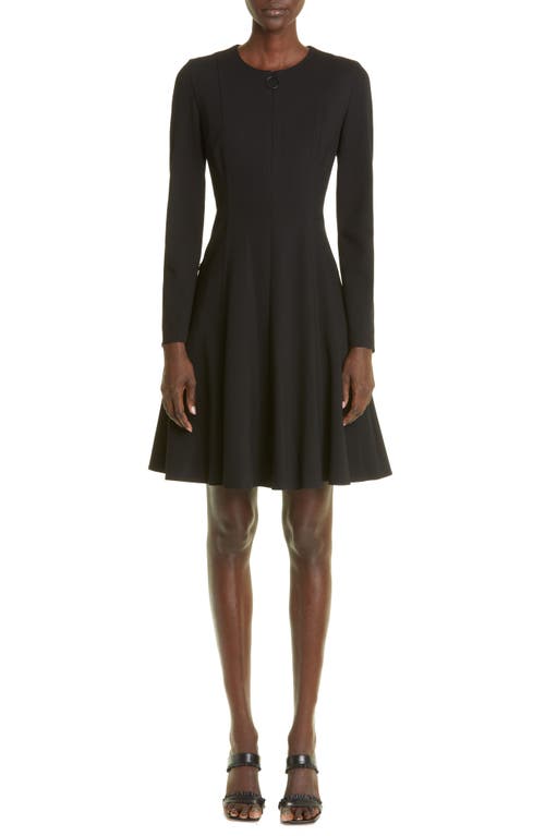 Akris punto Elements Long Sleeve Jersey Fit & Flare Dress Black at Nordstrom,