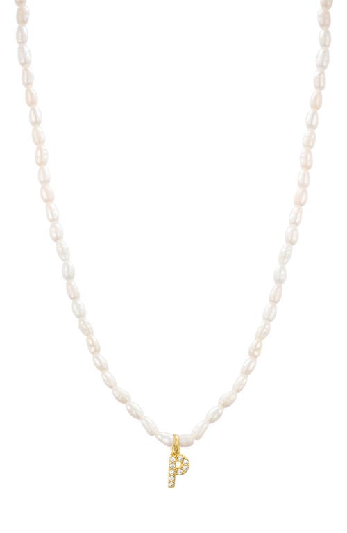 Shop St. Moran Initial Freshwater Pearl Beaded Necklace In White - P