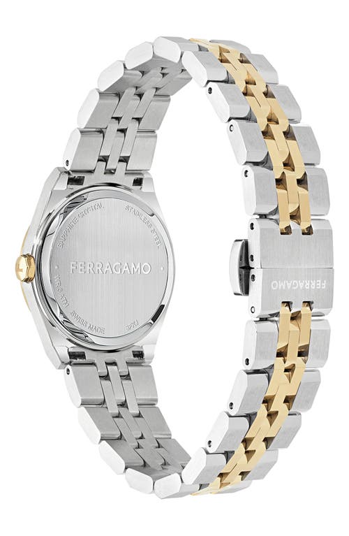 Shop Ferragamo Vega New Diamond Two-tone Bracelet Watch, 28mm In Two Tone