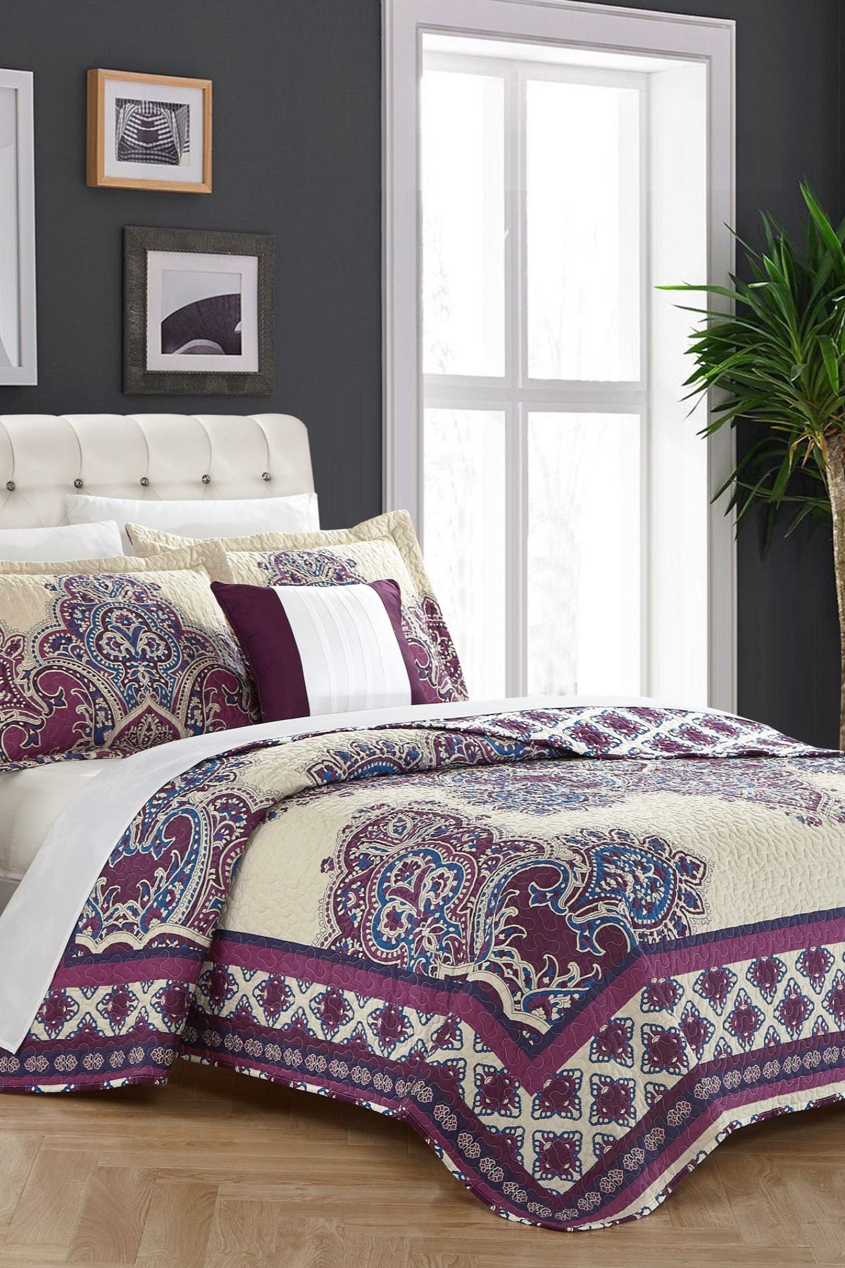 Chic Home Bedding Queen Shiva Vintage Boho Quilt Set Purple Nordstrom Rack