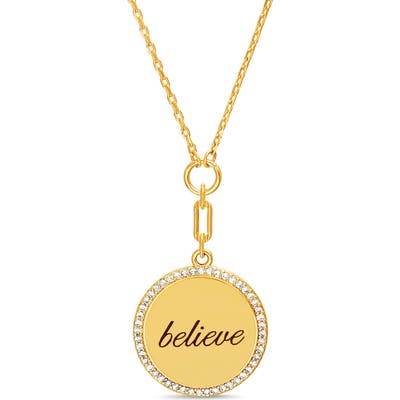 Lesa Michele Believe Pave Disc Pendant Necklace