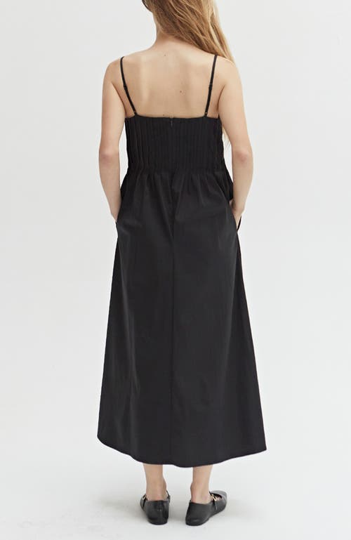 Shop Crescent Pleated Midi Dress In Black