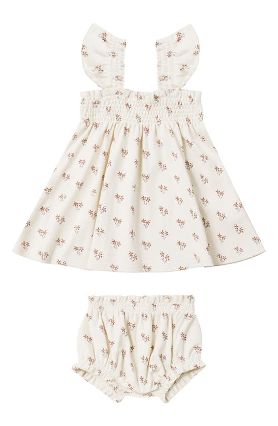 Shop Quincy Mae Floral Smocked Organic Cotton Dress & Bloomers Set In Summer-flower