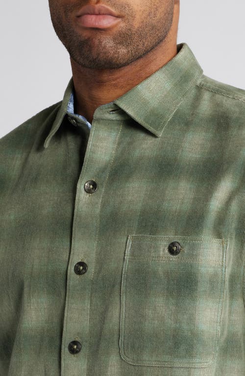 Shop Tommy Bahama Coastline Cord Ombré Check Cordury Button-up Shirt In Army Green