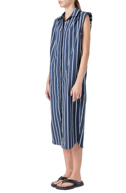 Shop Grey Lab Stripe Sleeveless Shirtdress In Blue