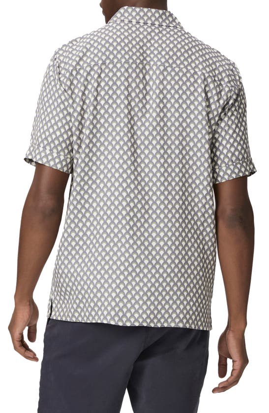 Shop Paige Landon Geo Print Short Sleeve Button-up Shirt In Navy Scale