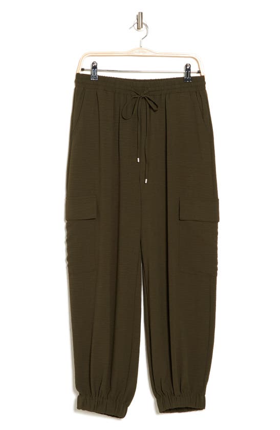 Shop Adrianna Papell Utility Pocket Joggers In Dark Green