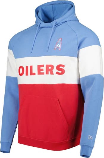 Men's Houston Oilers Mitchell & Ness Light Blue/Red Split Hoodie T