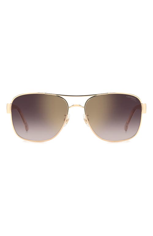 Carrera Eyewear 58mm Gradient Rectangular Aviator Sunglasses In Gold Ivory/goldsp Bursf