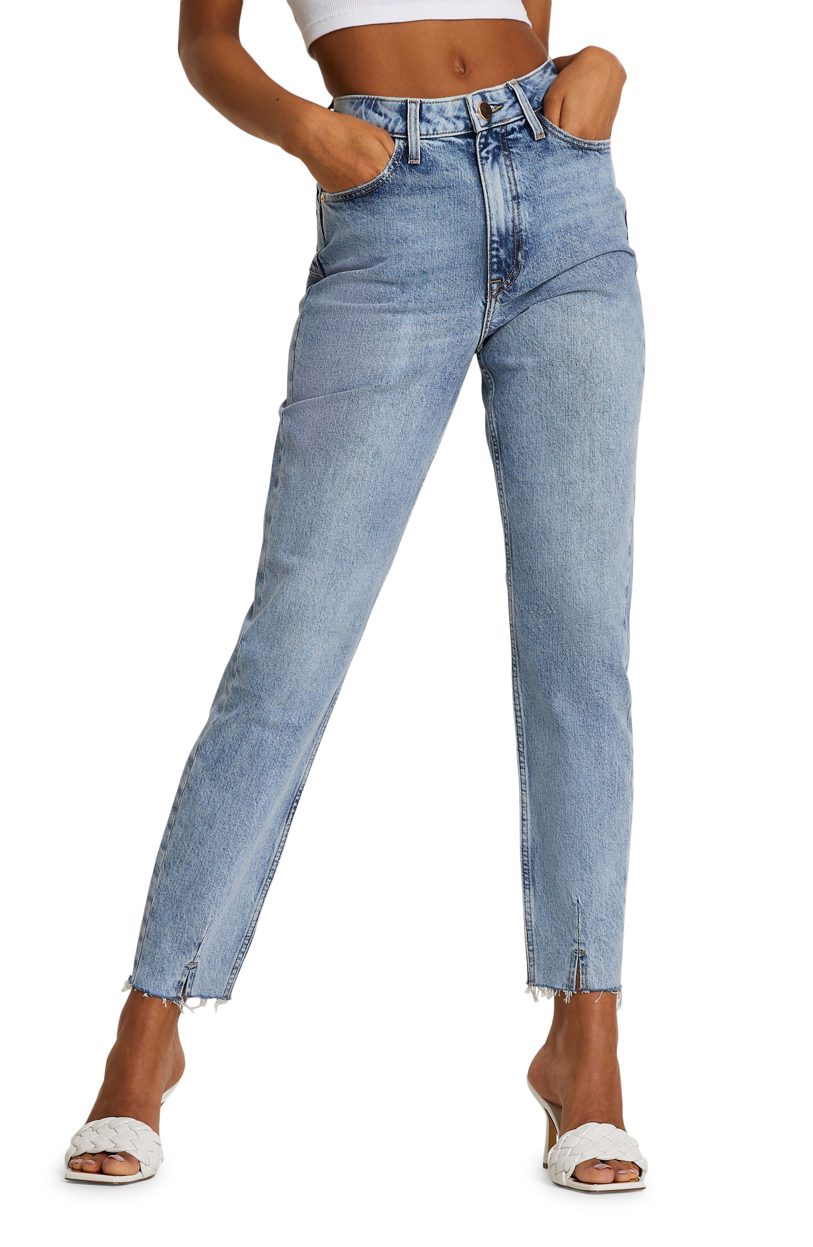 Carrie Raw Hem Straight Leg Jeans 