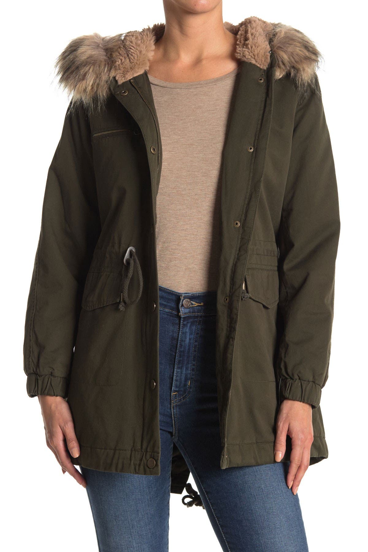 Lucky Brand | Faux Fur Trim Hooded Anorak Jacket | Nordstrom Rack