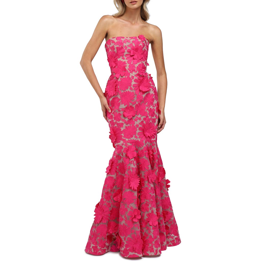 Helsi Jessica Floral Strapless Mermaid Gown In Pink