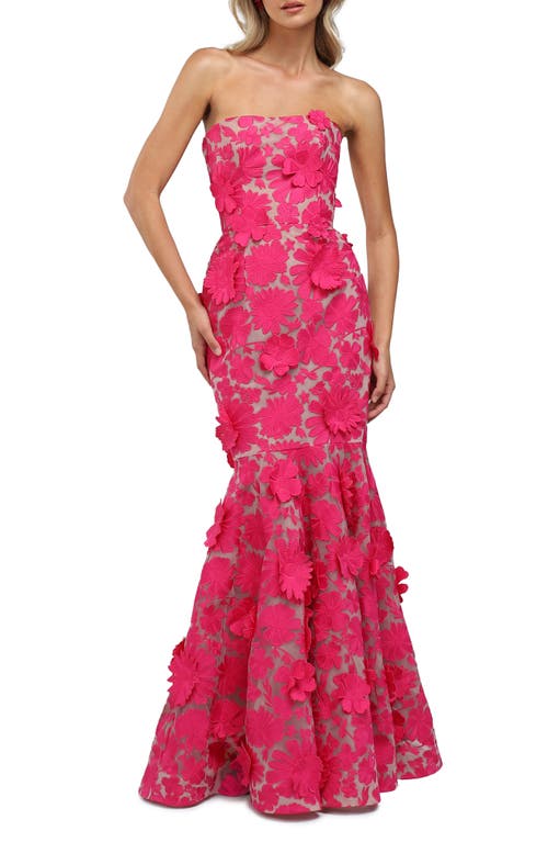 Shop Helsi Jessica Floral Strapless Mermaid Gown In Garden Pink