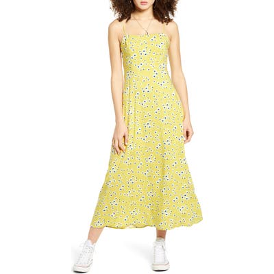 All In Favor Floral Midi Sundress, Yellow