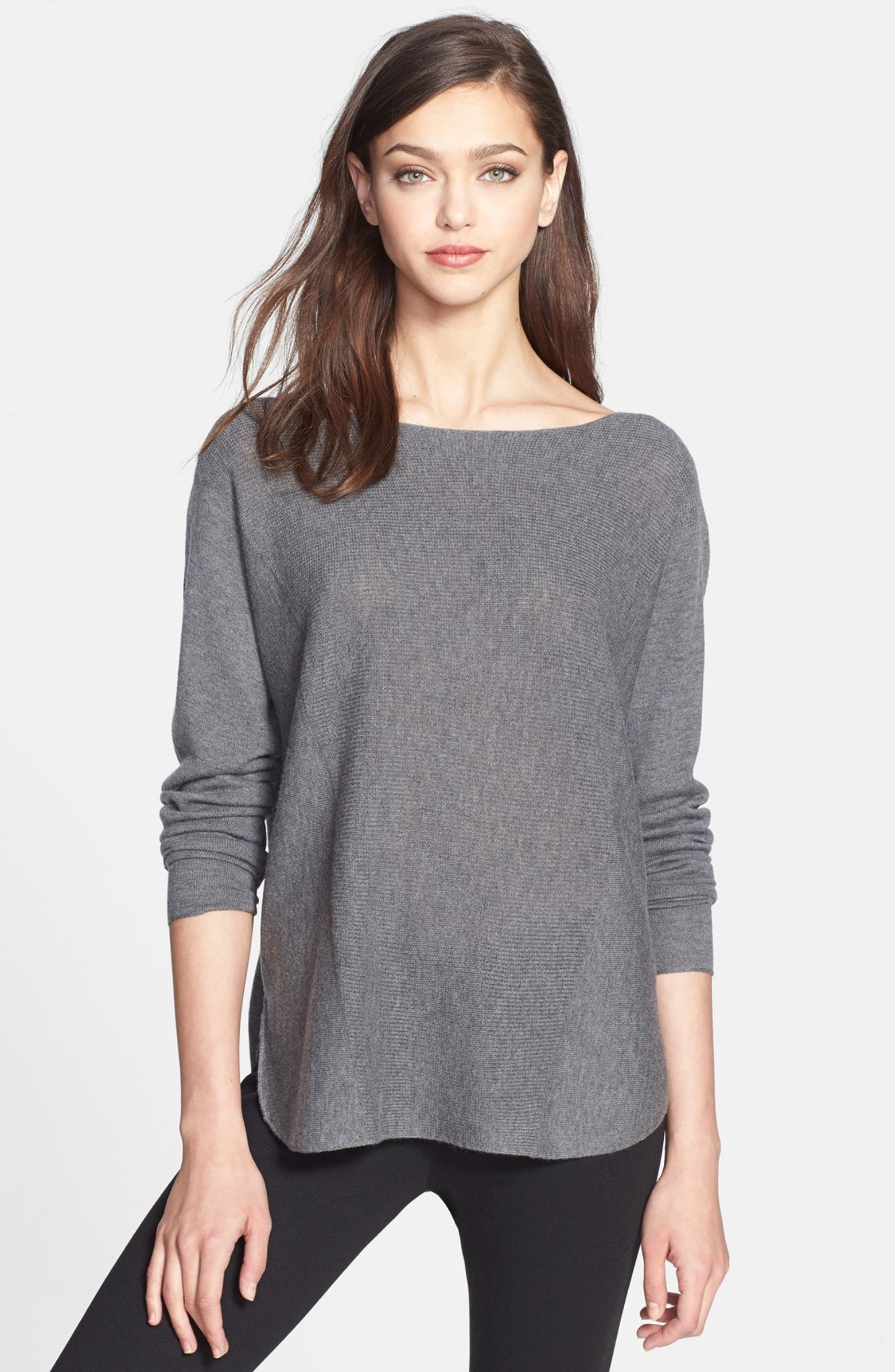 Vince Rack Stitch Shirttail Sweater (Online Only) | Nordstrom