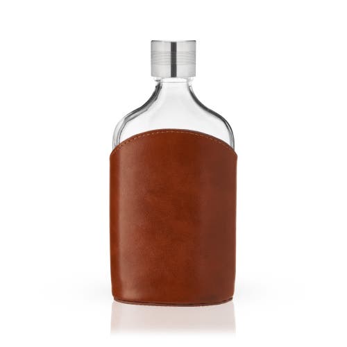 Viski Admiral Parker Leather-wrapped 7 oz Glass Flask In Clear