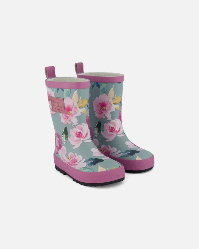 Shop Deux Par Deux Baby Girl's Rain Boots Printed Watercolor Roses