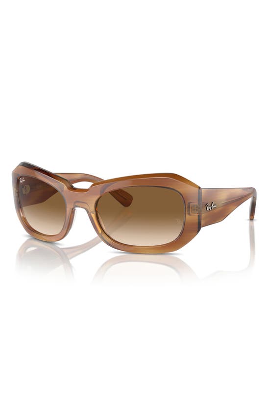 Shop Ray Ban Pillow Beate 56mm Wrap Sunglasses In Striped Brown