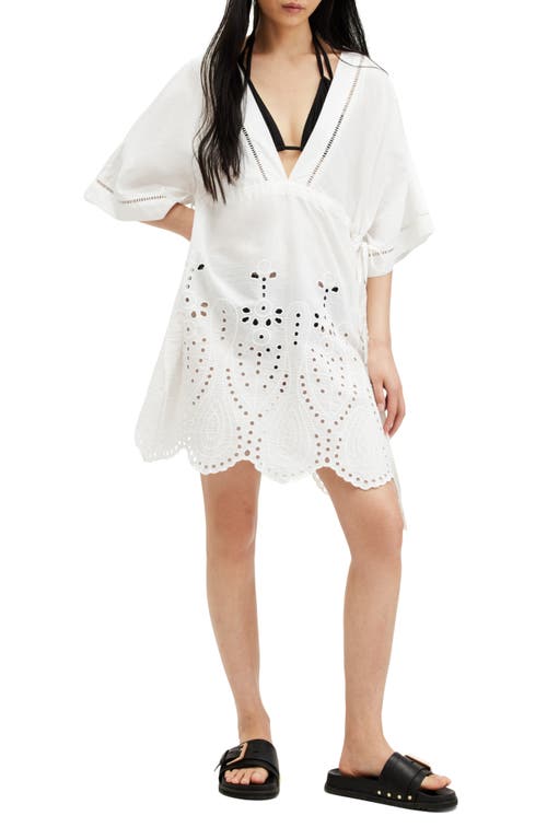 AllSaints Avalon Eyelet Cover-Up Dress Chalk White at Nordstrom,