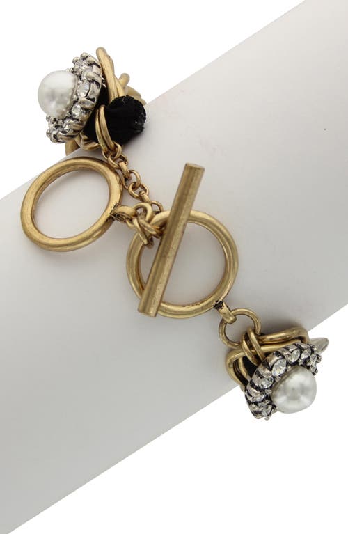 Shop Olivia Welles Crystal Spirit Bracelet In Antique Gold/multi