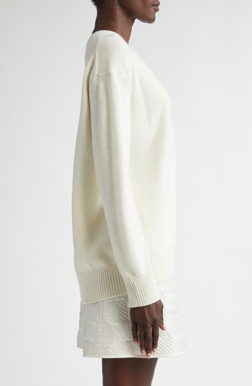 Shop Moncler Logo Embroidered Wool & Cashmere Sweater In Gardenia