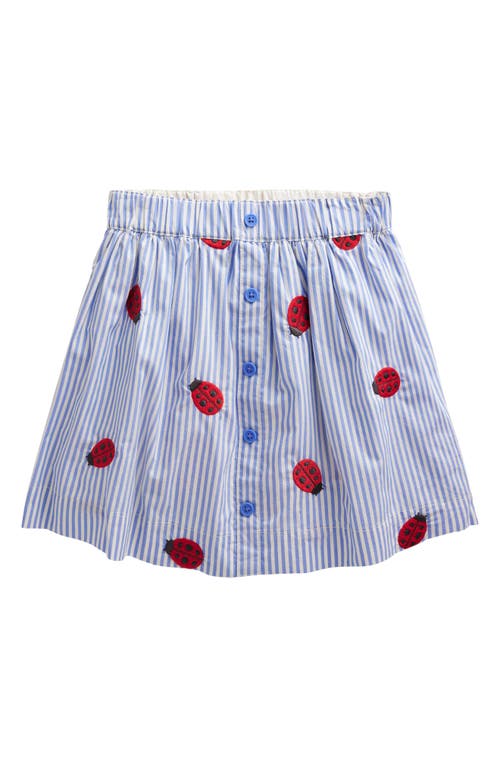 Mini Boden Kids' Stripe Ladybug Embroidered Cotton Skirt Ticking Ladybird at Nordstrom,