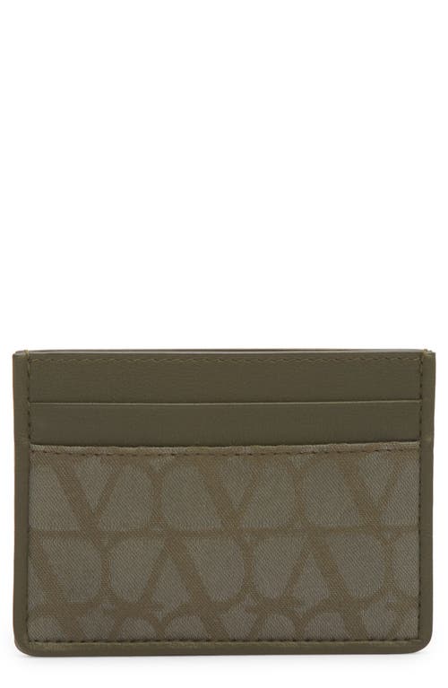 Valentino Garavani VLOGO Toile Iconograph Canvas & Leather Card Holder in Army Green at Nordstrom