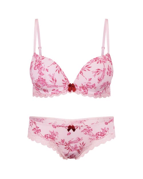 Shop Adore Me Shea Push Up Plunge Bra In Floral Pink