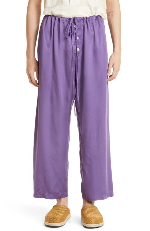 Bode Amethyst Cotton & Linen Trousers in Purple at Nordstrom, Size Large