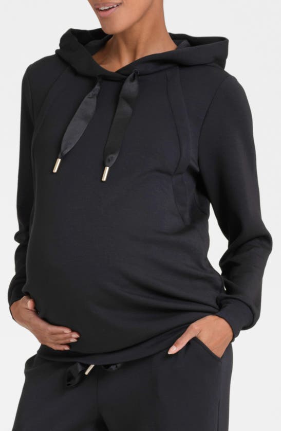 Shop Seraphine Soft Maternity/nursing Hoodie In Black