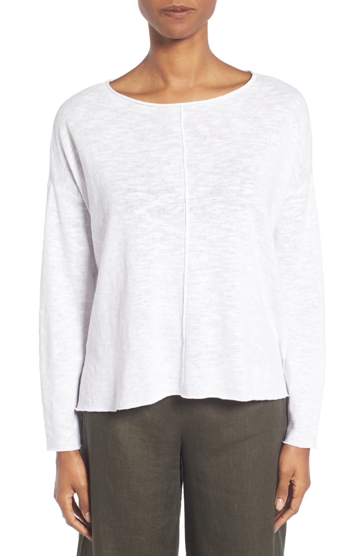 Eileen Fisher Slubbed Organic Linen & Cotton Sweater (Regular & Petite ...
