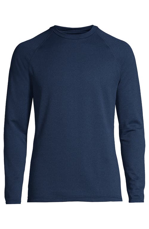 Lands' End Long Sleeve Crew Neck Expedition Thermaskin Long Underwear Top In Light Navy