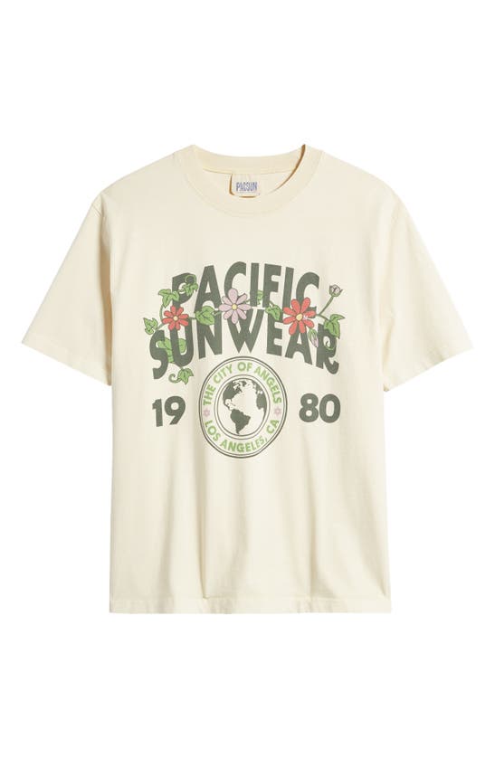 Shop Pacsun Floral Crest Cotton Graphic T-shirt In Cream