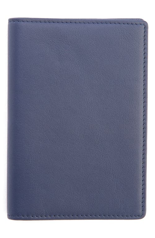 Leather Vaccine Card & Passport Holder in Navy Blue