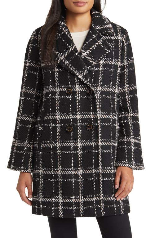 Sam Edelman Plaid Double Breasted Coat In Black