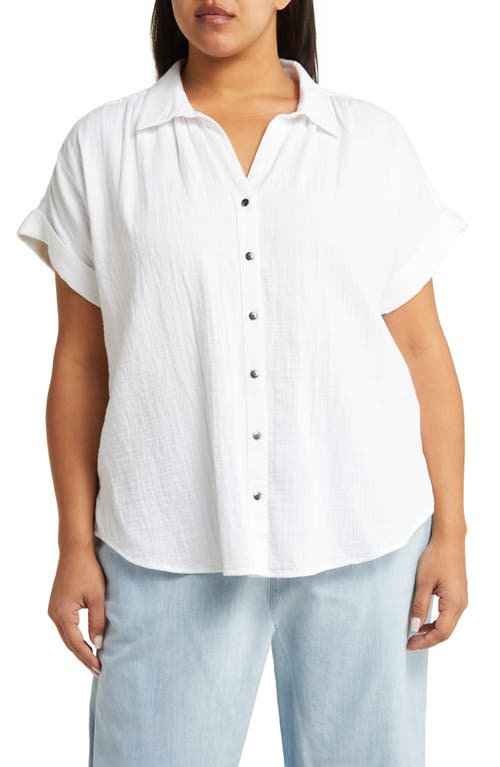 caslon(r) Cotton Camp Shirt in White