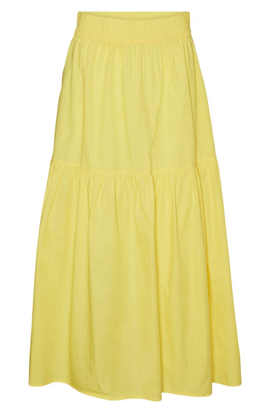 Shop Vero Moda Tiered Maxi Skirt In Lemon Zest