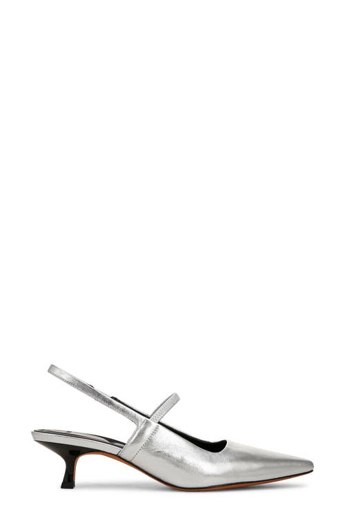 Shop Vince Venice Slingback Pointed Toe Kitten Heel Pump In Silver