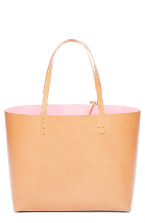 Mansur Gavriel Large Leather Tote In Cammello/rosa