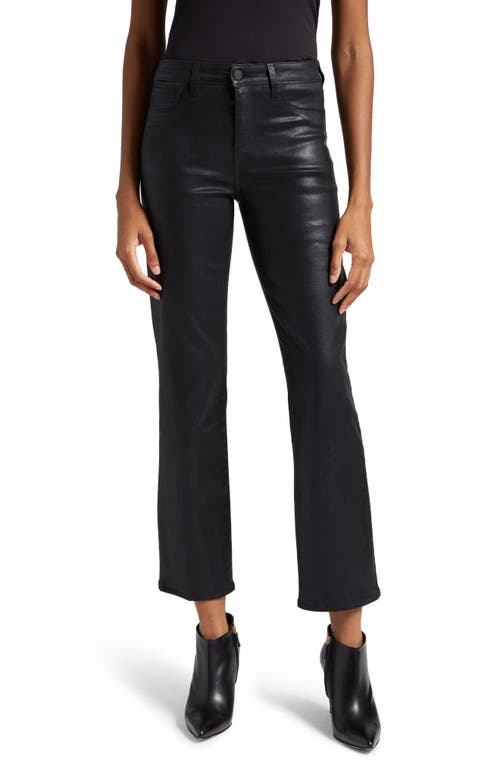 L'AGENCE Ginny Coated High Waist Zip Ankle Straight Leg Jeans in Noir Coated