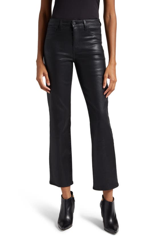 L AGENCE GINNY COATED HIGH WAIST ZIP ANKLE STRAIGHT LEG JEANS