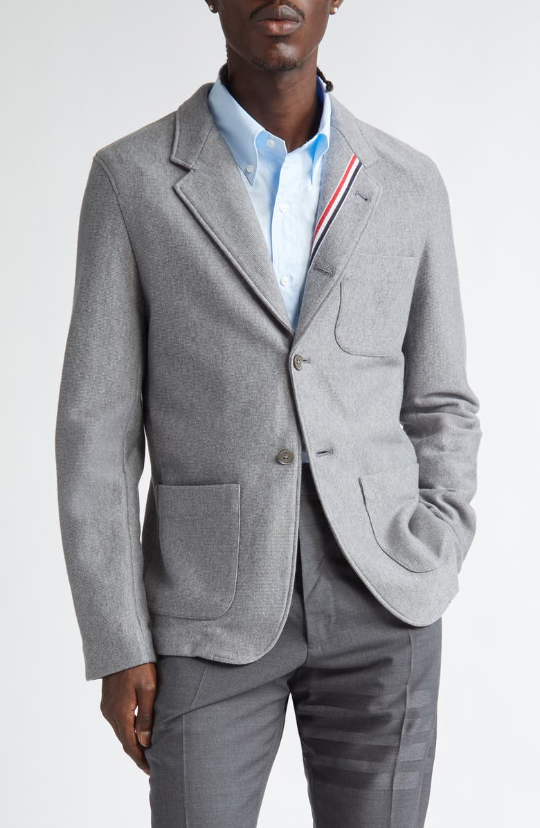 Thom Browne Double Face Knit Cotton Sack Jacket, Main, color, Medium Grey