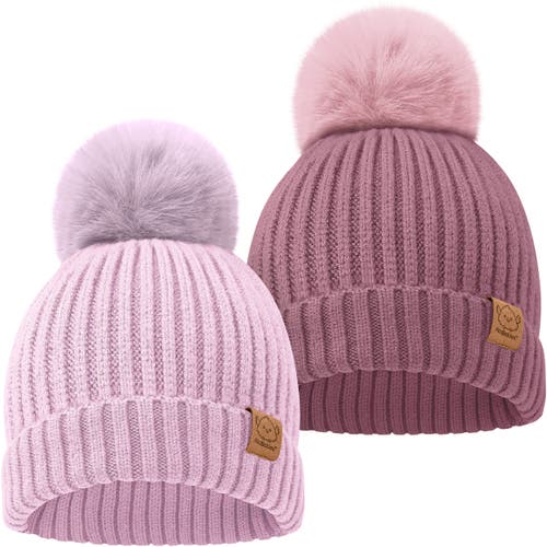 Keababies 2-pack Pom Knitted Beanie In Regalia