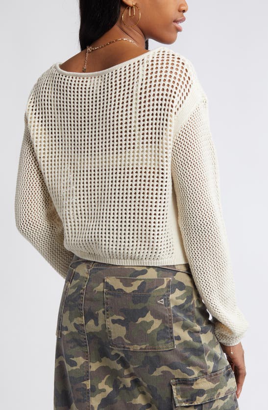 Shop Bp. Boxy Mesh Stitch Sweater In Ivory Dove