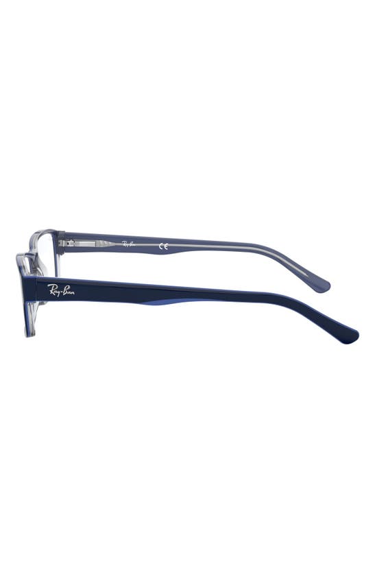 Ray Ban 54mm Rectangular Blue Light Blocking Glasses In Transparent Grey