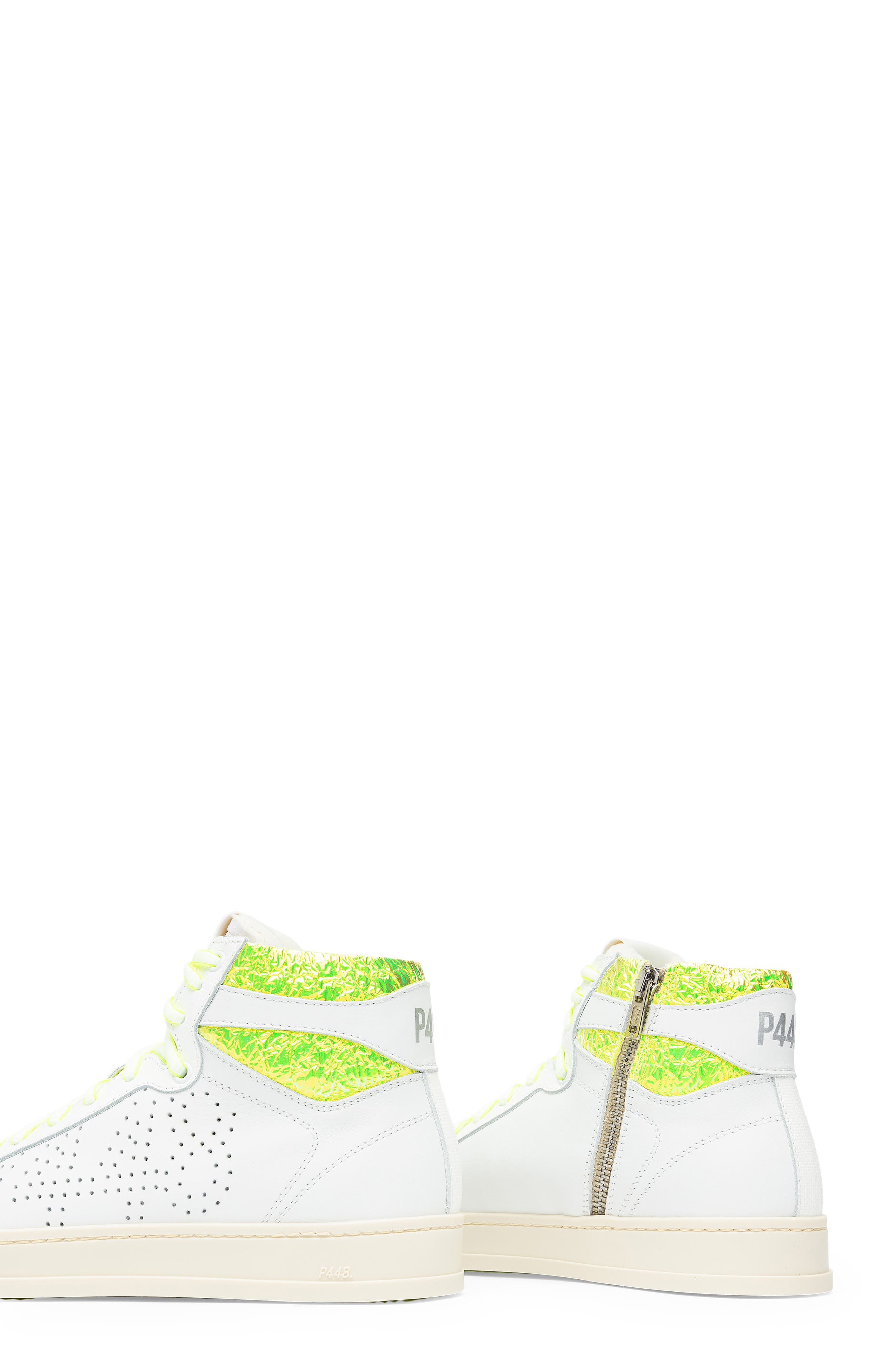 p448 metallic high top sneaker