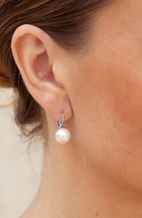 Savvy Cie Jewels Sterling Silver Plated Mother Of Pearl Leverback Earrings In White